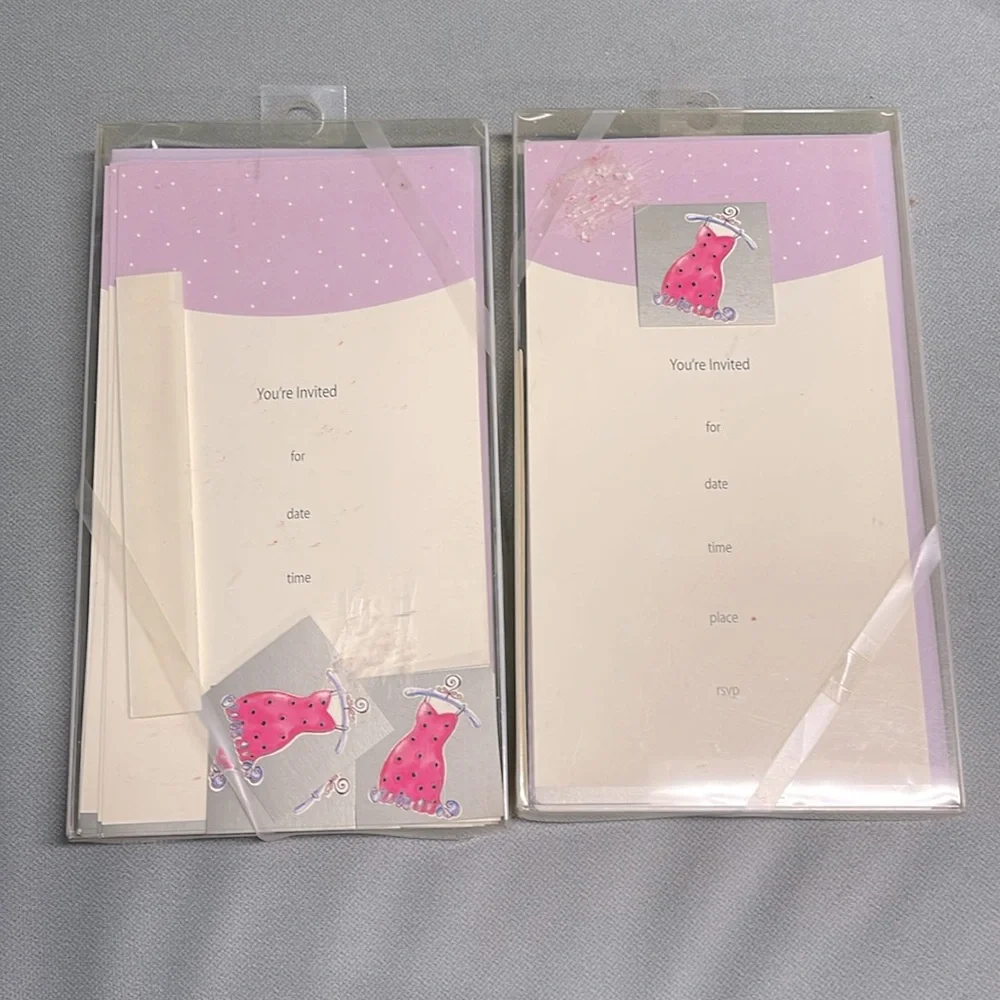 19 VINTAGE BRIDAL SHOWER/BACHELORETTE LAVENDER & SILVER DRESS INVITATIONS